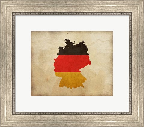 Framed Map with Flag Overlay Germany Print