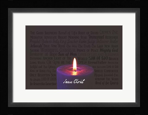 Framed Names of Jesus Purple Candle Print