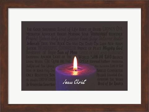 Framed Names of Jesus Purple Candle Print