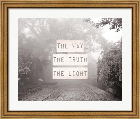 Framed Way The Truth The Light Railroad Tracks Black and White Print