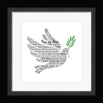 Framed Names of Jesus Dove Silhouette White Print