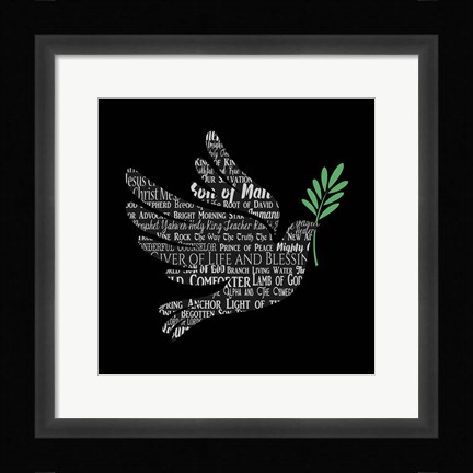 Framed Names of Jesus Dove Silhouette Black Print
