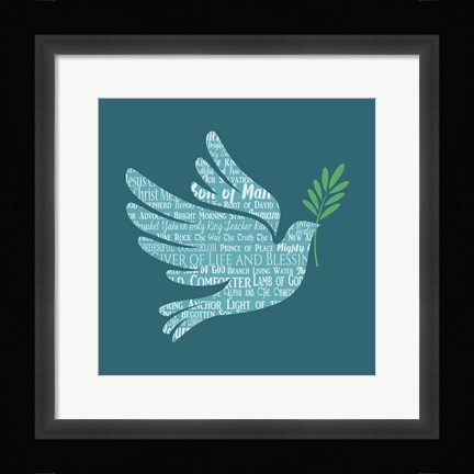 Framed Names of Jesus Dove Silhouette Blue Print
