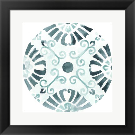 Framed Aqua Medallions V Print