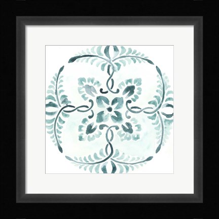 Framed Aqua Medallions VI Print