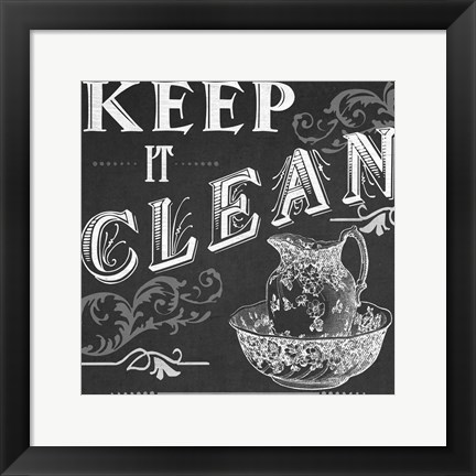 Framed Chalkboard Bath Signs IV Print