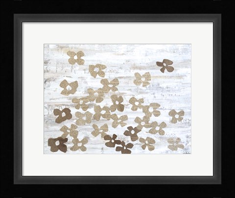 Framed Stenciled Posies II Print