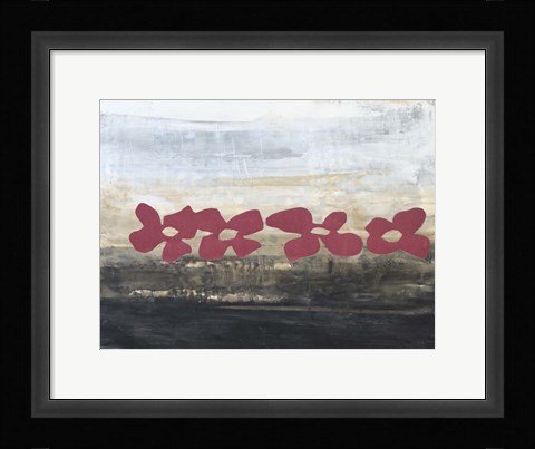 Framed Stenciled Posies III Print