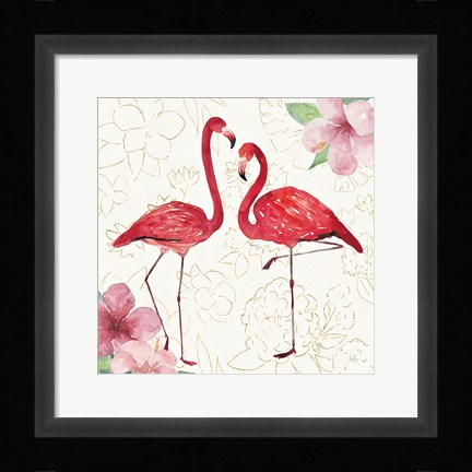 Framed Tropical Fun Bird IV with Gold Print