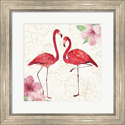 Framed Tropical Fun Bird IV with Gold Print