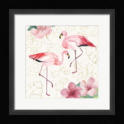 Framed Tropical Fun Bird V with Gold Print