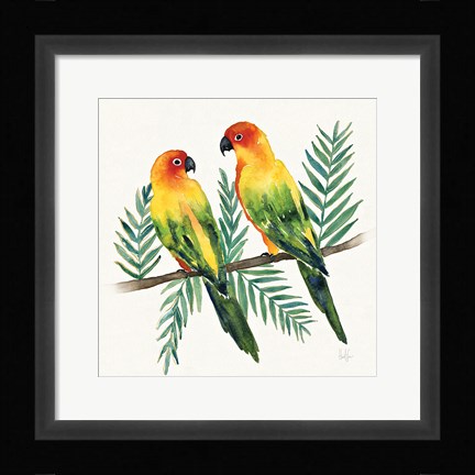 Framed Tropical Fun Bird III Leaves Print