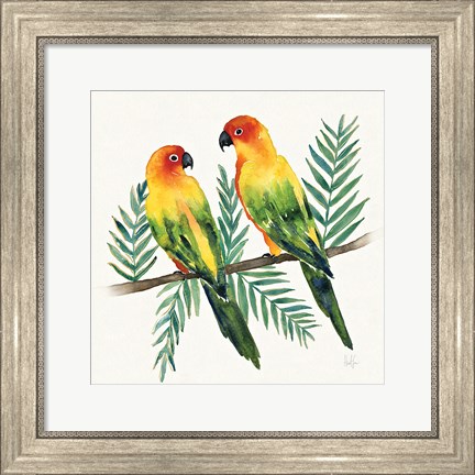 Framed Tropical Fun Bird III Leaves Print