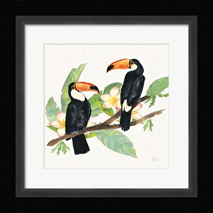 Framed Tropical Fun Bird I Leaves Print