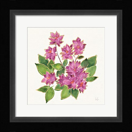 Framed Tropical Fun Flowers IV with Gold Print