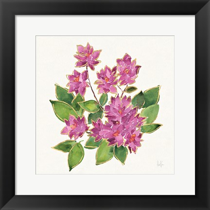 Framed Tropical Fun Flowers IV with Gold Print