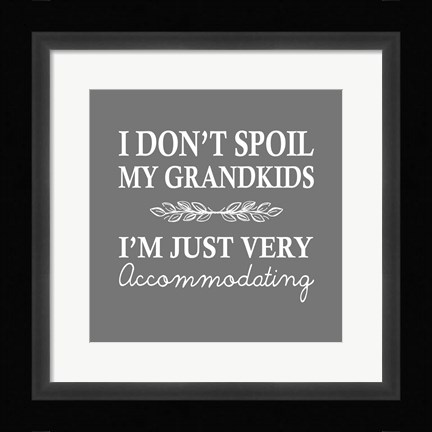 Framed I Don't Spoil My Grandkids Leaf Design Gray Print