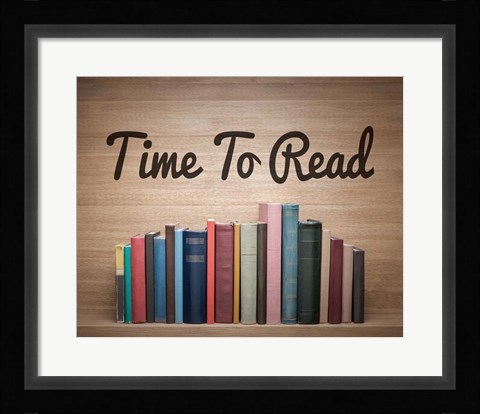 Framed Time To Read - Wood Background Color Print