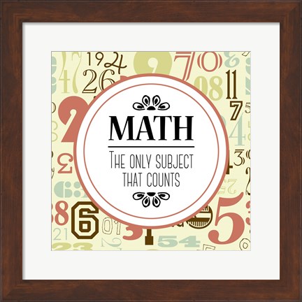 Framed Math The Only Subject That Counts Red Print