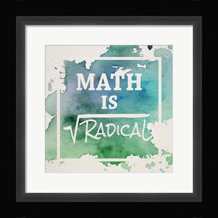Framed Math Is Radical Watercolor Splash Green Print