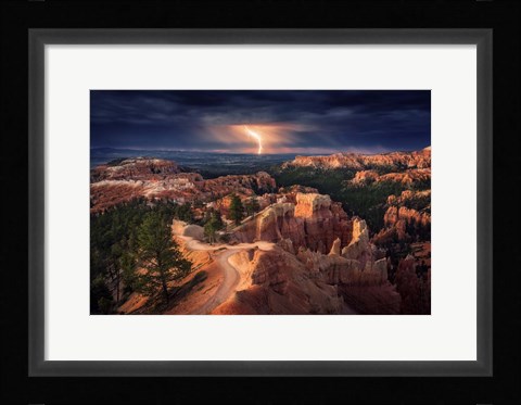 Framed Lightning Over Bryce Canyon Print