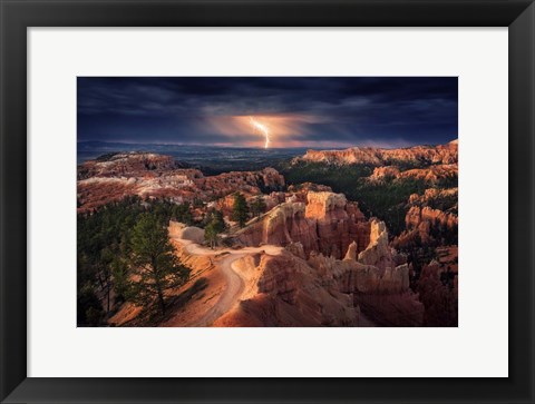 Framed Lightning Over Bryce Canyon Print