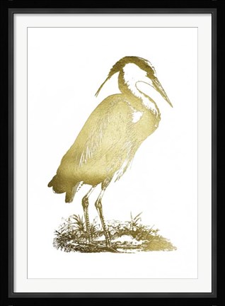 Framed Gold Foil Heron I Print