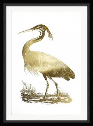 Framed Gold Foil Heron II Print