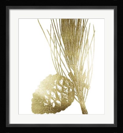 Framed Gold Foil Pine Cones I Print