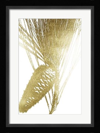 Framed Gold Foil Pine Cones II Print