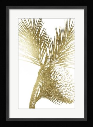 Framed Gold Foil Pine Cones III Print