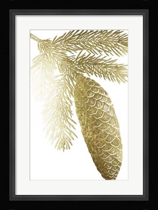 Framed Gold Foil Pine Cones IV Print