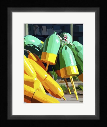 Framed Vibrant Buoys I Print