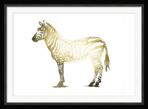 Framed Gold Foil Zebra Print