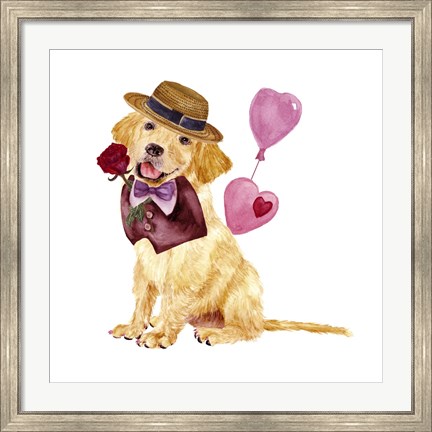 Framed Valentine Puppy V Print