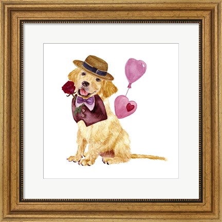 Framed Valentine Puppy V Print