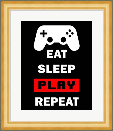 Framed Eat Sleep Game Repeat  - Black and Red Print