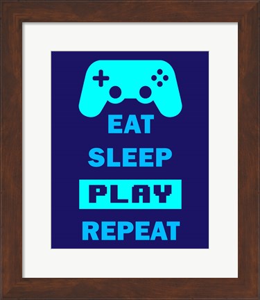 Framed Eat Sleep Game Repeat  - Blue Print