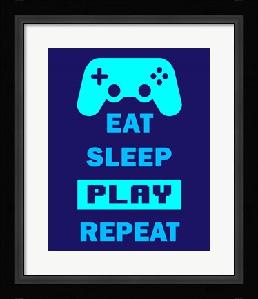 Framed Eat Sleep Game Repeat  - Blue Print