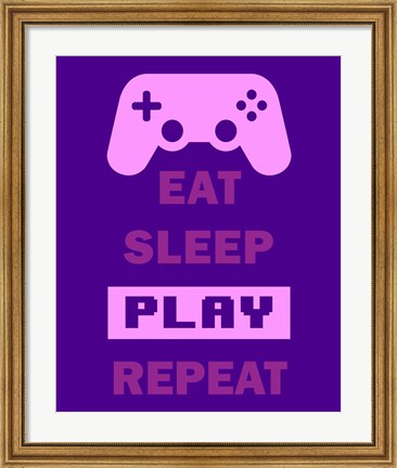 Framed Eat Sleep Game Repeat  - Purple Print