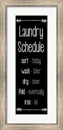 Framed Laundry Schedule  - Black Print