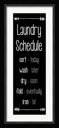 Framed Laundry Schedule  - Black Print