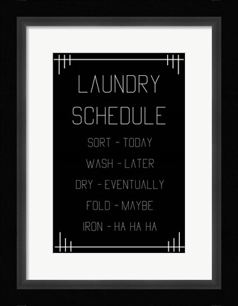 Framed Laundry Schedule  - Black Geometric Print