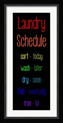 Framed Laundry Schedule  - Rainbow Print