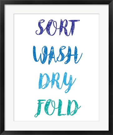 Framed Sort Wash Dry Fold  - White and Blue Print