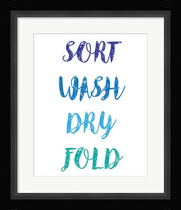 Framed Sort Wash Dry Fold  - White and Blue Print
