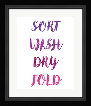 Framed Sort Wash Dry Fold  - White and Purple Print
