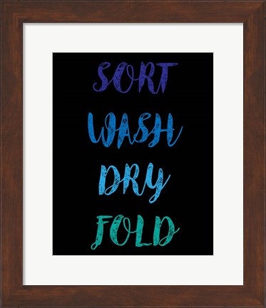 Framed Sort Wash Dry Fold  - Black and Blue Print