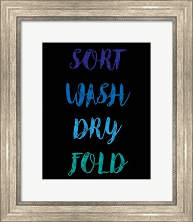 Framed Sort Wash Dry Fold  - Black and Blue Print