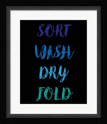 Framed Sort Wash Dry Fold  - Black and Blue Print